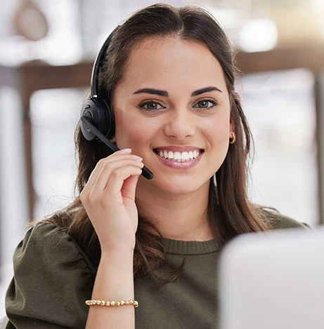 A woman from the customer service on the phone
