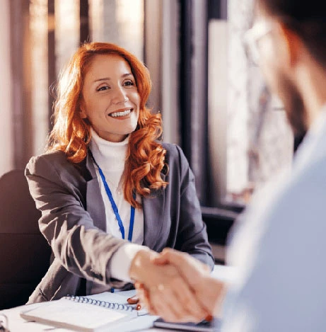 woman approval handshake